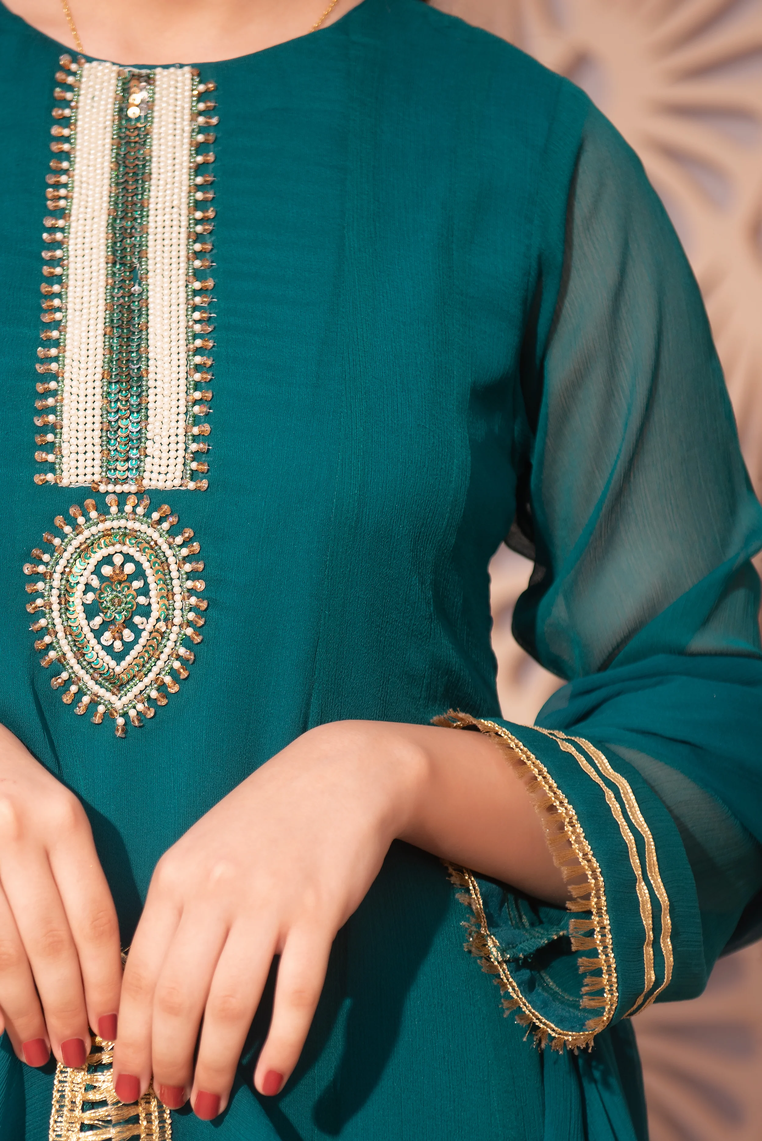 Girls Stitched Festive 3 Piece AC 74 NJ (141) - Image 5