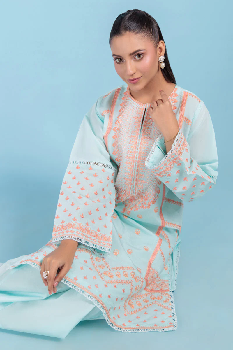 Ice-Blue-Cotton Silk-2 Piece (WPS25SE2041) - Image 5