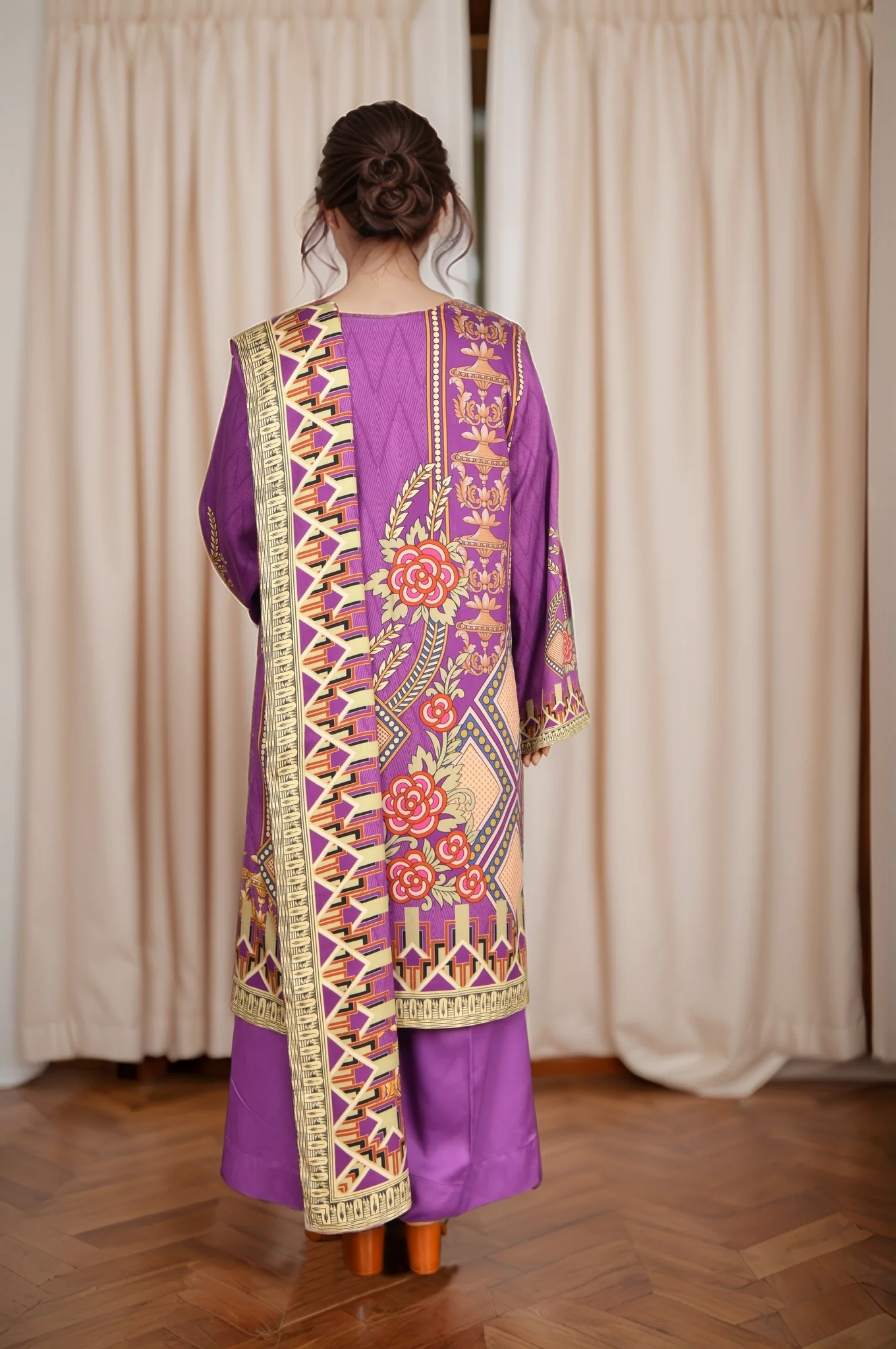 Khas Stitched Linen 3 Piece KLE-2968 - Image 3