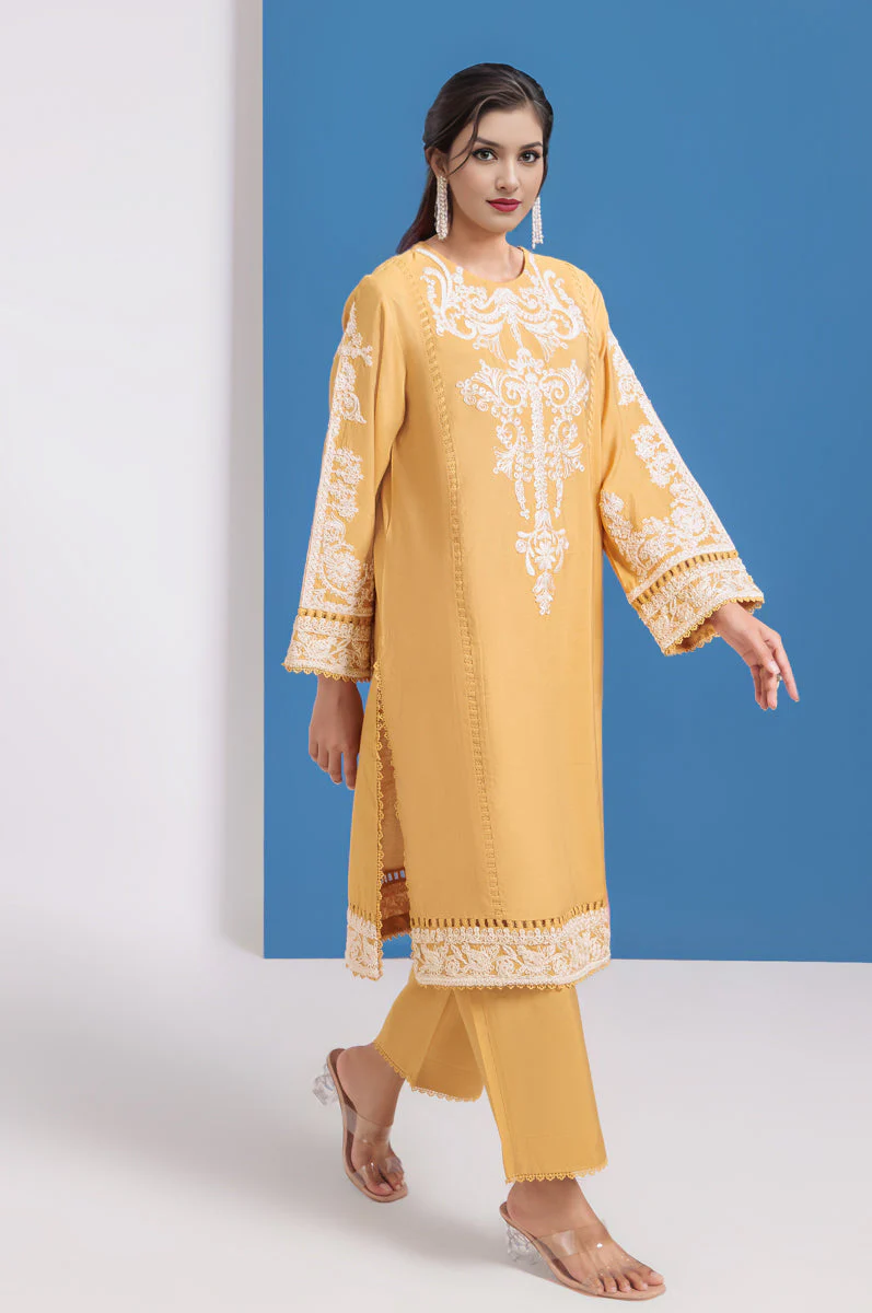 Mustard-Cotton Silk-2 Piece (WPS25SE2022) - Image 4