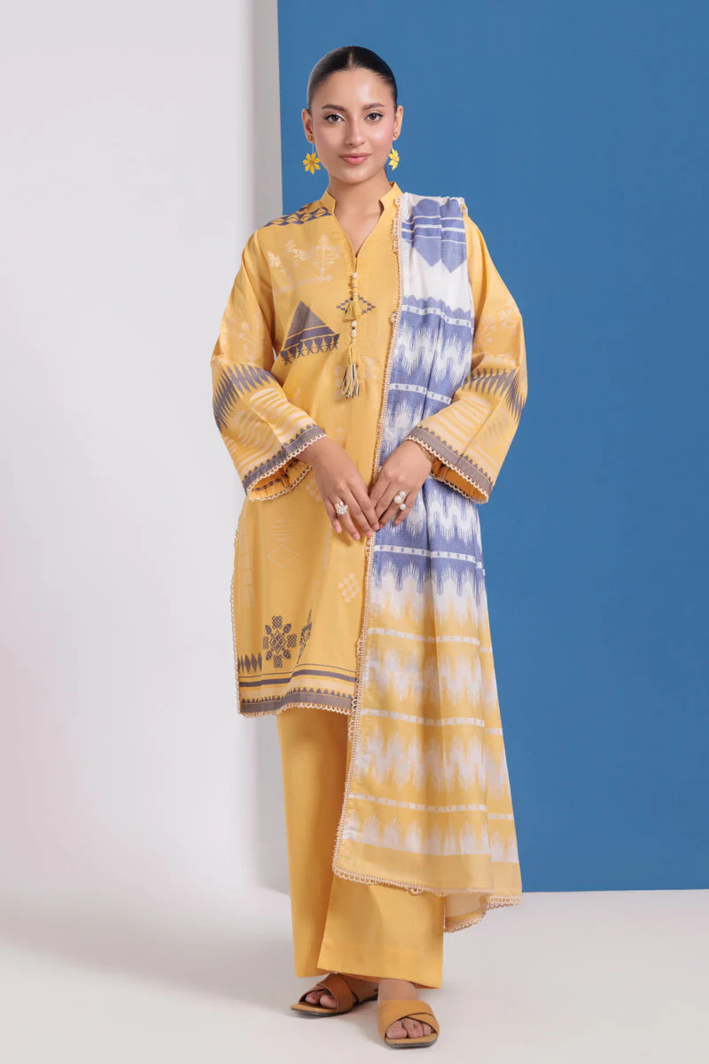 Mustard-Jacquard-3 Piece (WPS25JD3049) J(115) - Image 5